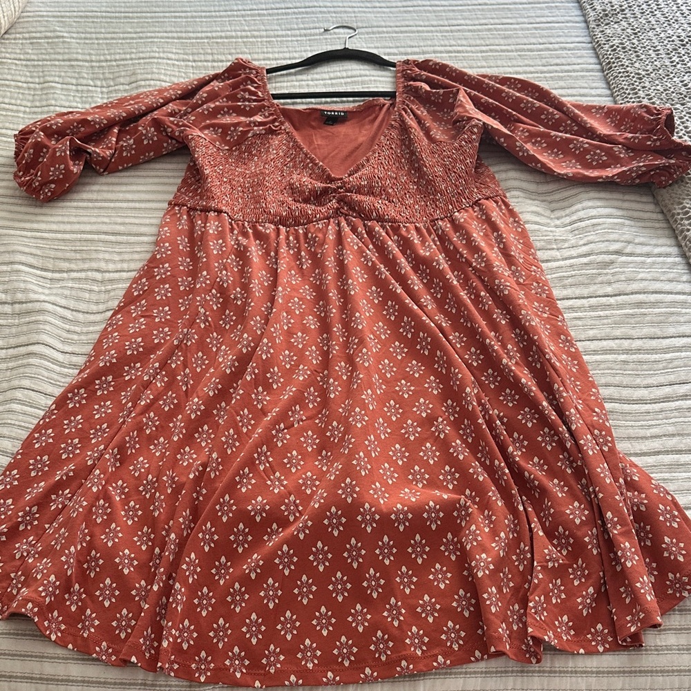 Torrid Rust and White Midi Dress